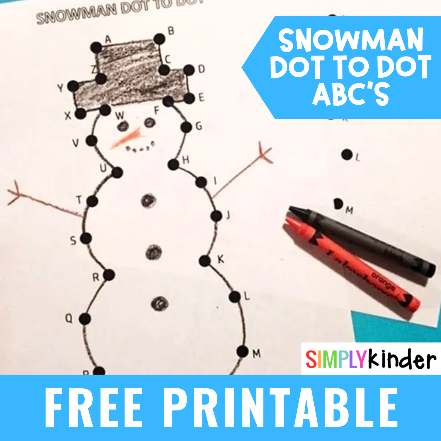 snowman dot to dot abc's - simply kinder